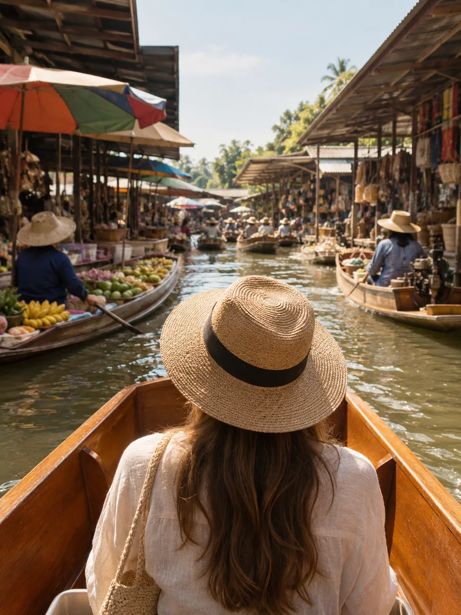 Blick auf den Damnoen Saduak Floating Market